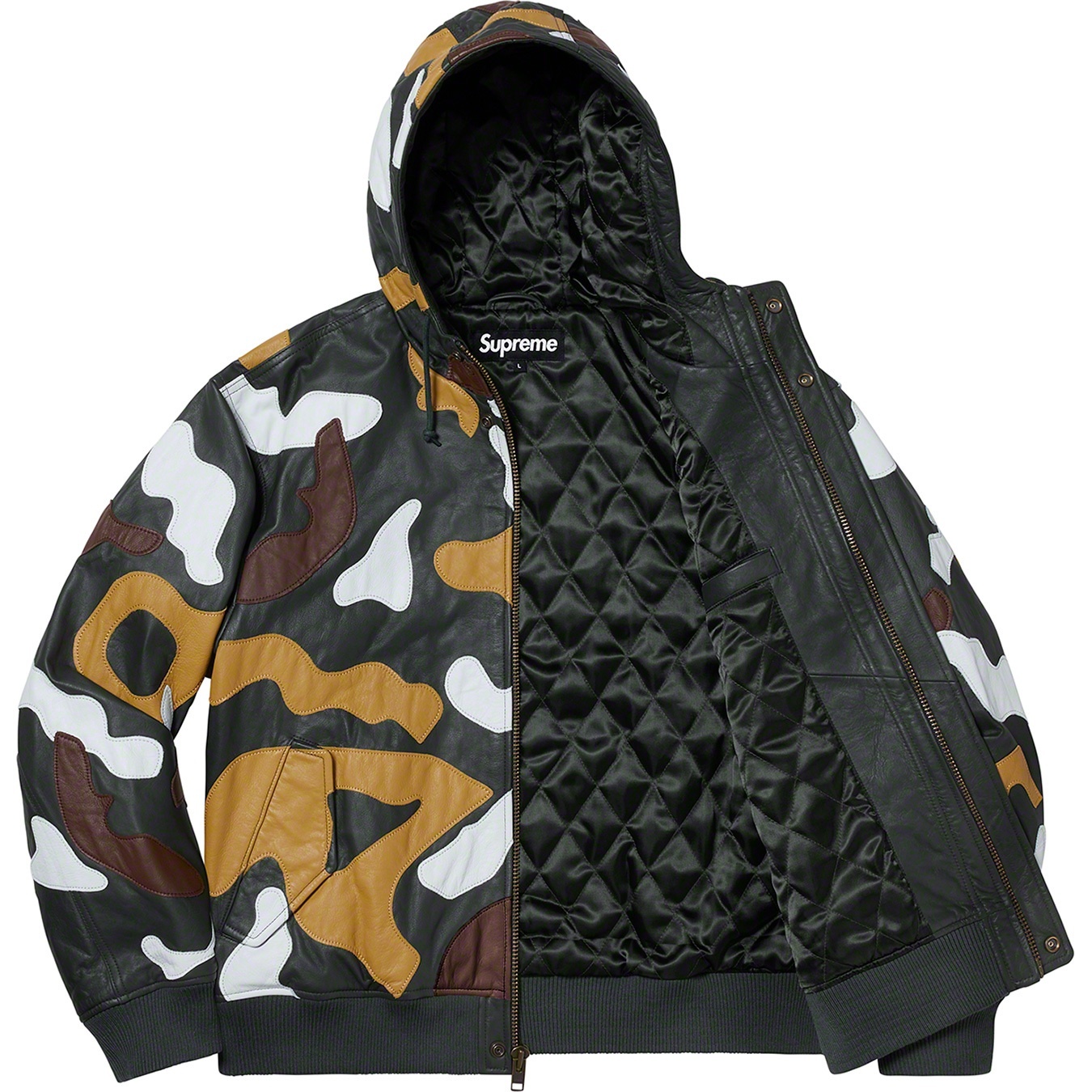 Camo Leather Hooded Jacket view 11